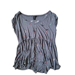 Torrid‎ Babydoll Women's Size 00 Deep V Neck Tunic Butterfly Loose Top